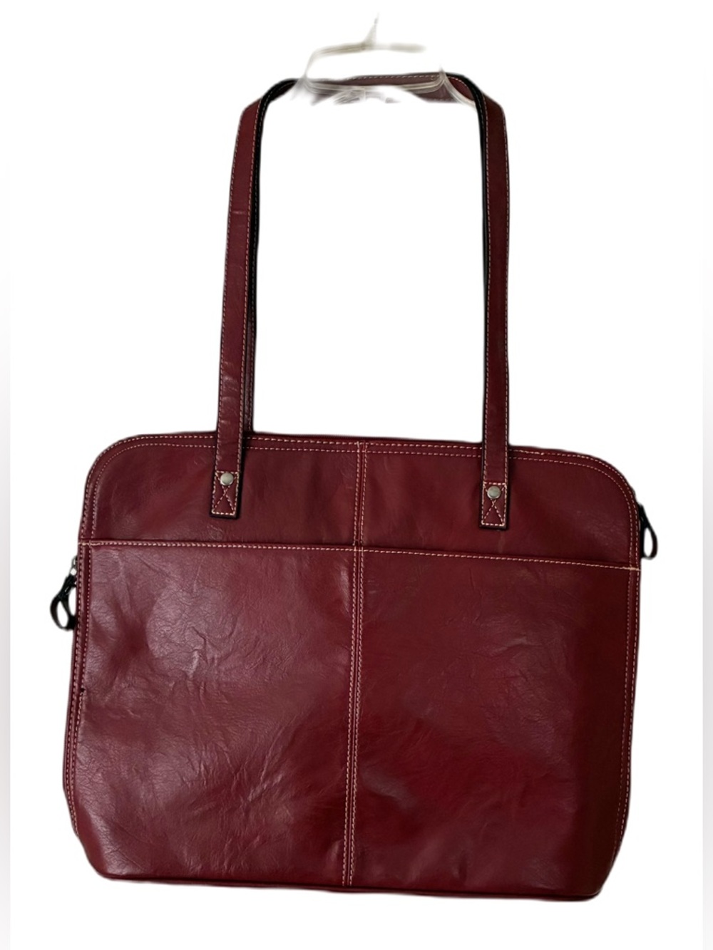 Bueno Burgundy Shoulder Bag/Purse/Briefcase, Several Pockets, Divided Inside